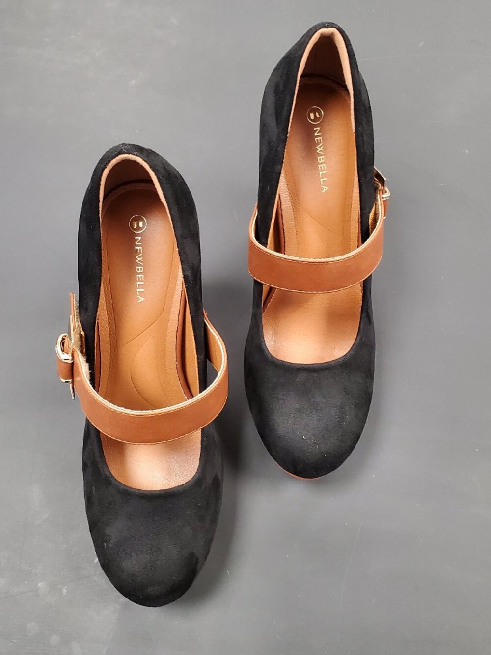 Platform Mary Jane Heel, Black & Brown, Size 9